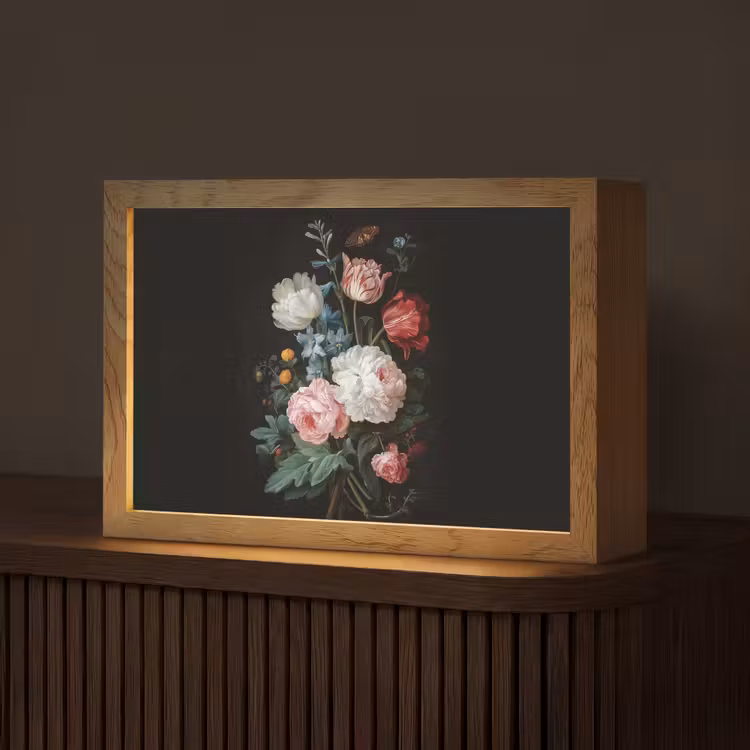 Boeket - Kleurrijk - Klassiek Light Box met kabel (Tafellamp) klein -z3d_website