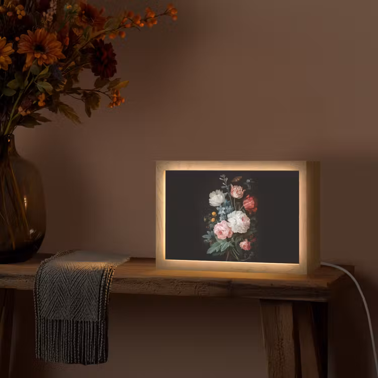 Boeket - Kleurrijk - Klassiek Light Box met kabel (Tafellamp) klein -sfeer4