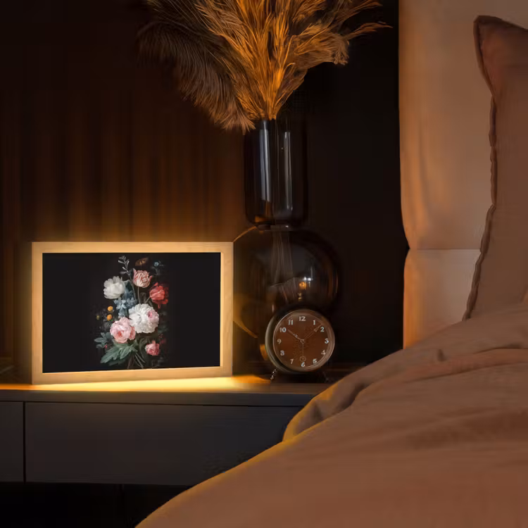 Boeket - Kleurrijk - Klassiek Light Box met kabel (Tafellamp) klein -sfeer1