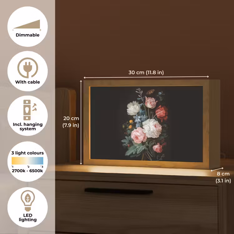 Boeket - Kleurrijk - Klassiek Light Box met kabel (Tafellamp) klein -USP_EN