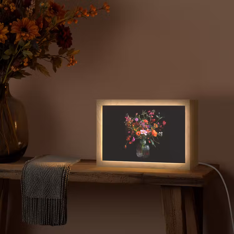 Boeket - Veldbloemen - Vaas Light Box met kabel (Tafellamp) klein -sfeer4