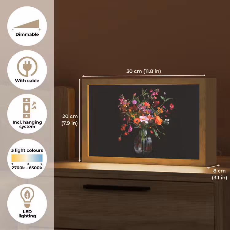 Boeket - Veldbloemen - Vaas Light Box met kabel (Tafellamp) klein -USP_EN