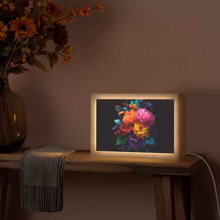 Boeket - Bloemen - Kleur Light Box met kabel (Tafellamp) klein -sfeer4