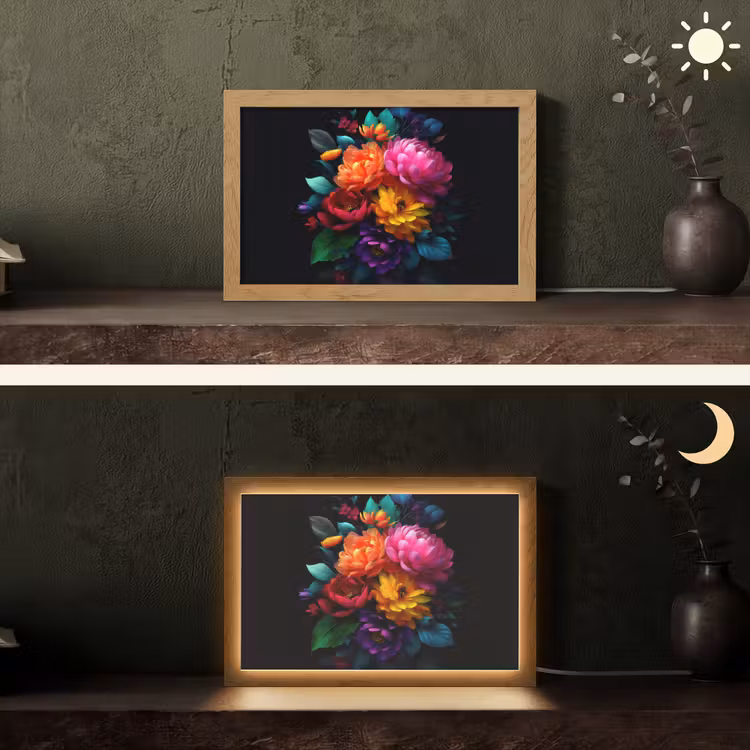 Boeket - Bloemen - Kleur Light Box met kabel (Tafellamp) klein -sfeer3