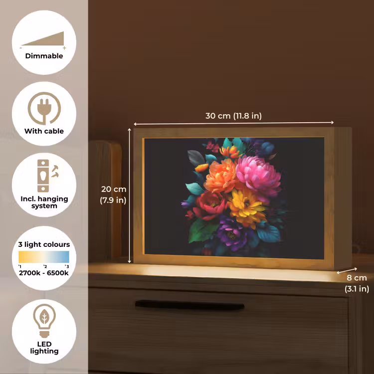 Boeket - Bloemen - Kleur Light Box met kabel (Tafellamp) klein -USP_EN