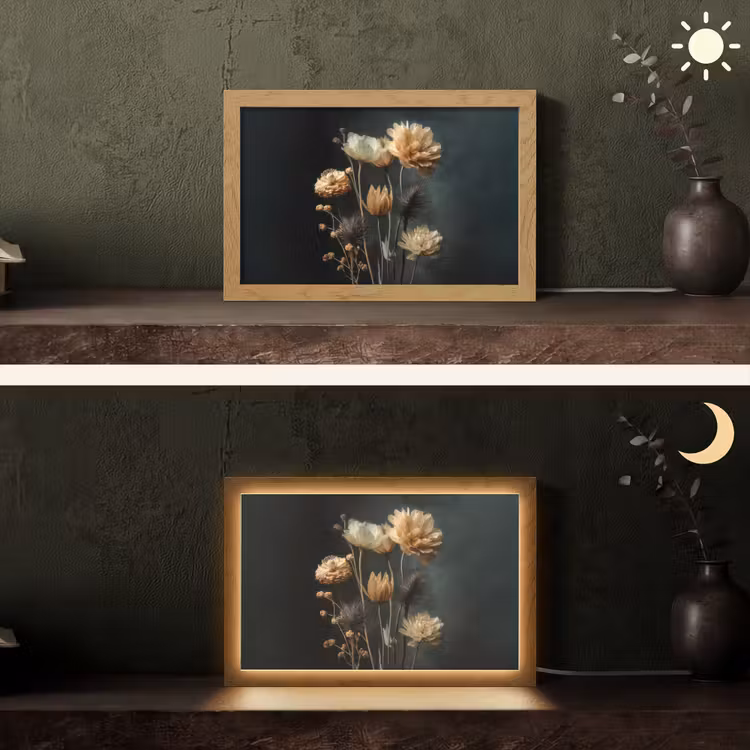 Boeket - Bloemen - Licht - Zwart Light Box met kabel (Tafellamp) klein -sfeer3