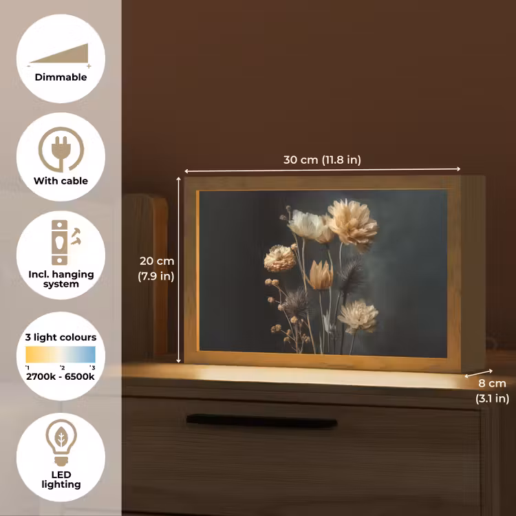 Boeket - Bloemen - Licht - Zwart Light Box met kabel (Tafellamp) klein -USP_EN