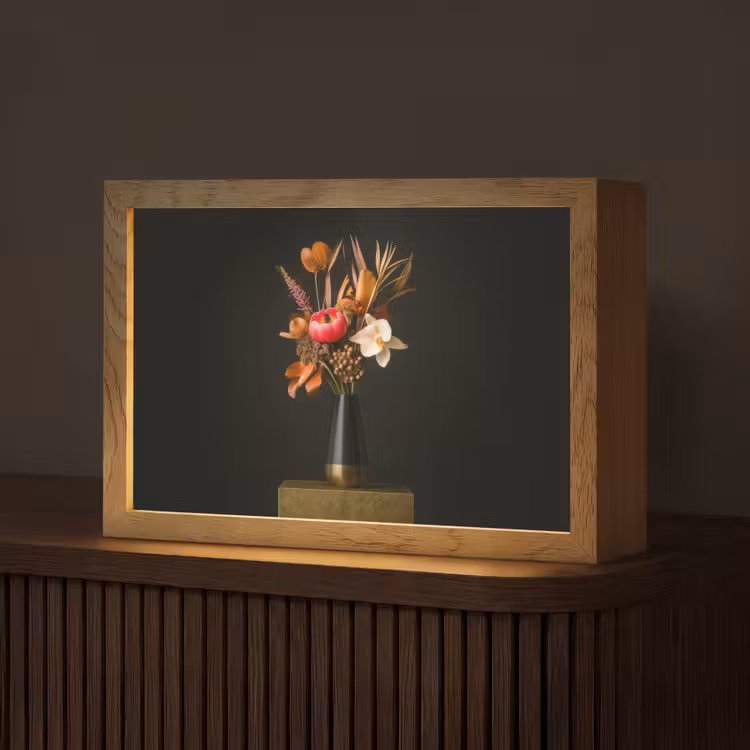 Boeket - Oranje - Gouden - vaas Light Box met kabel (Tafellamp) klein -z3d_website