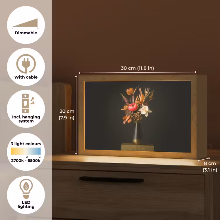 Boeket - Oranje - Gouden - vaas Light Box met kabel (Tafellamp) klein -USP_EN