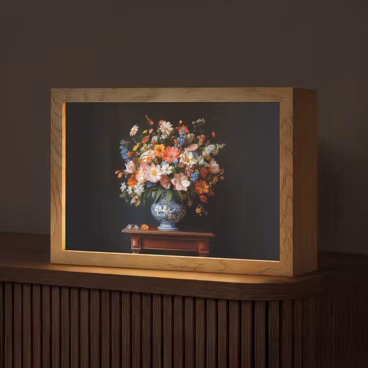 Boeket - Roze - Bloemen - Vaas Light Box met kabel (Tafellamp) klein -z3d_website