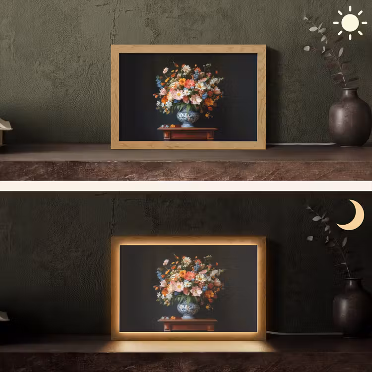 Boeket - Roze - Bloemen - Vaas Light Box met kabel (Tafellamp) klein -sfeer3