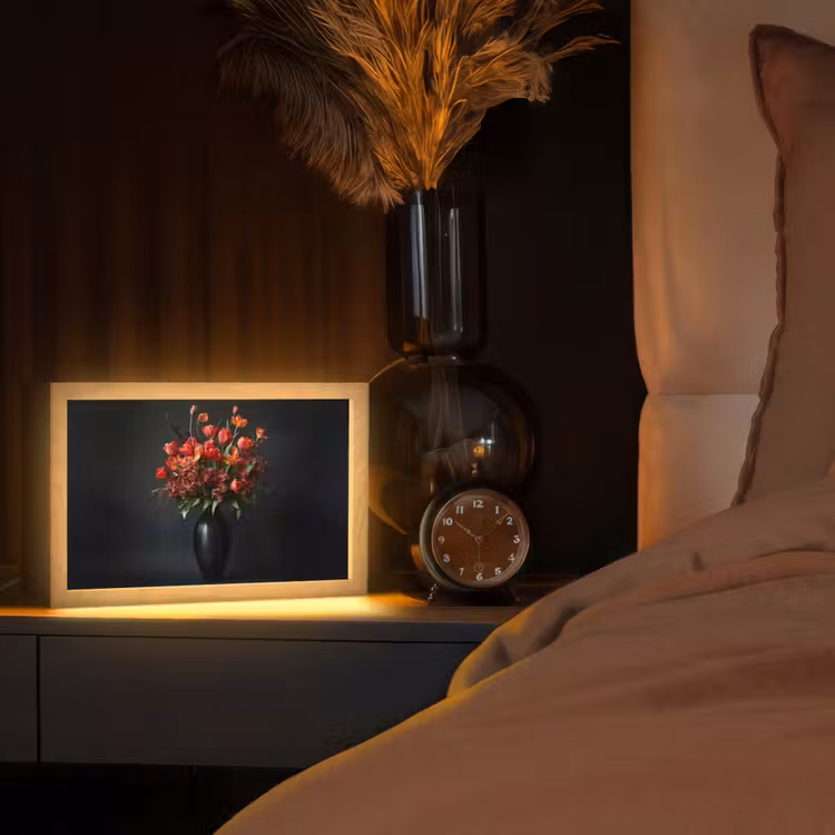 Boeket - Tulpen - Vaas - Rood Light Box met kabel (Tafellamp) klein -sfeer1