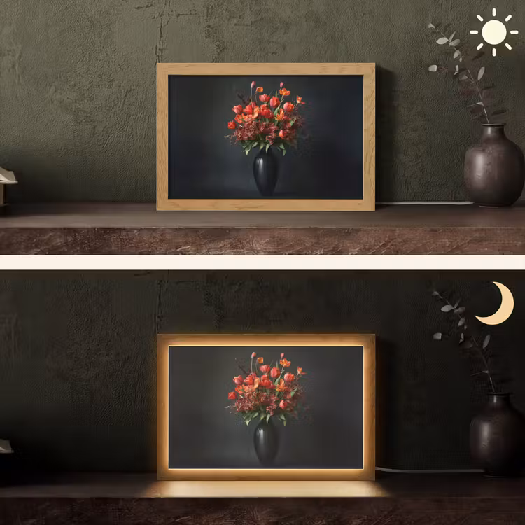 Boeket - Tulpen - Vaas - Rood Light Box met kabel (Tafellamp) klein -sfeer3
