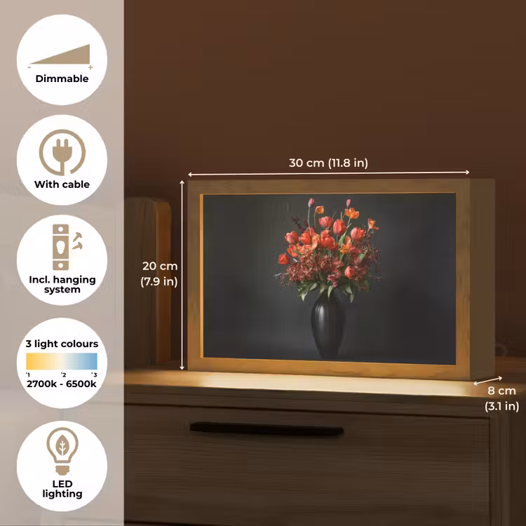 Boeket - Tulpen - Vaas - Rood Light Box met kabel (Tafellamp) klein -USP_EN