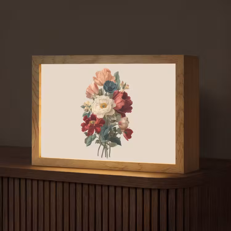 Boeket - Warme tinten - Elegant Light Box met kabel (Tafellamp) klein -z3d_website