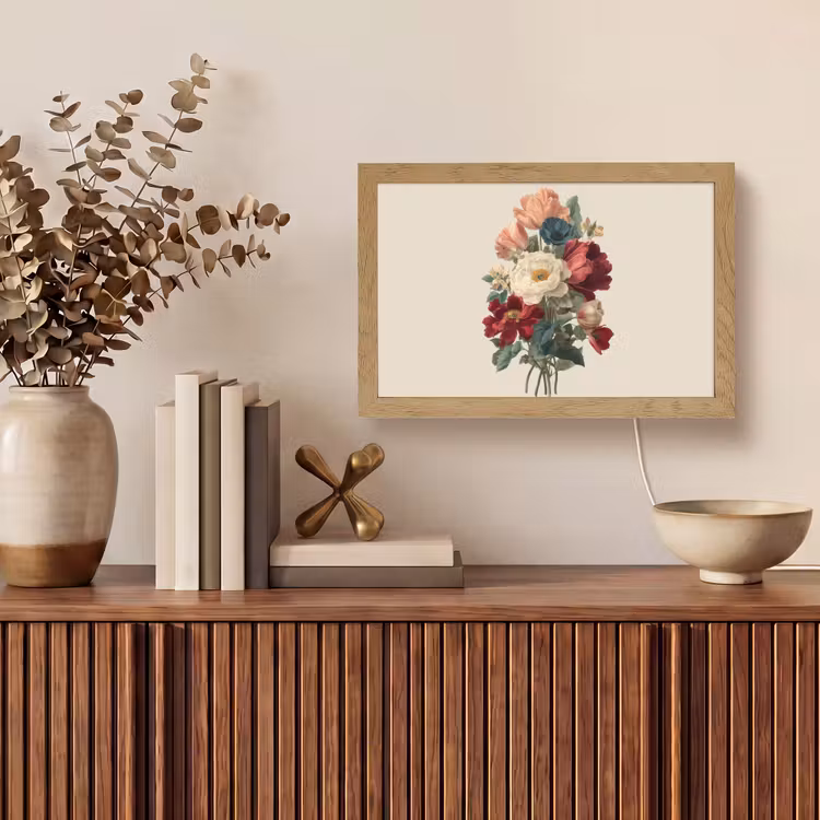 Boeket - Warme tinten - Elegant Light Box met kabel (Tafellamp) klein -sfeer2