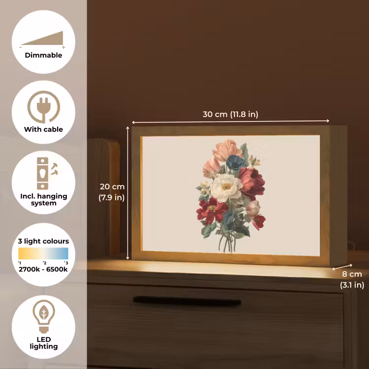 Boeket - Warme tinten - Elegant Light Box met kabel (Tafellamp) klein -USP_EN