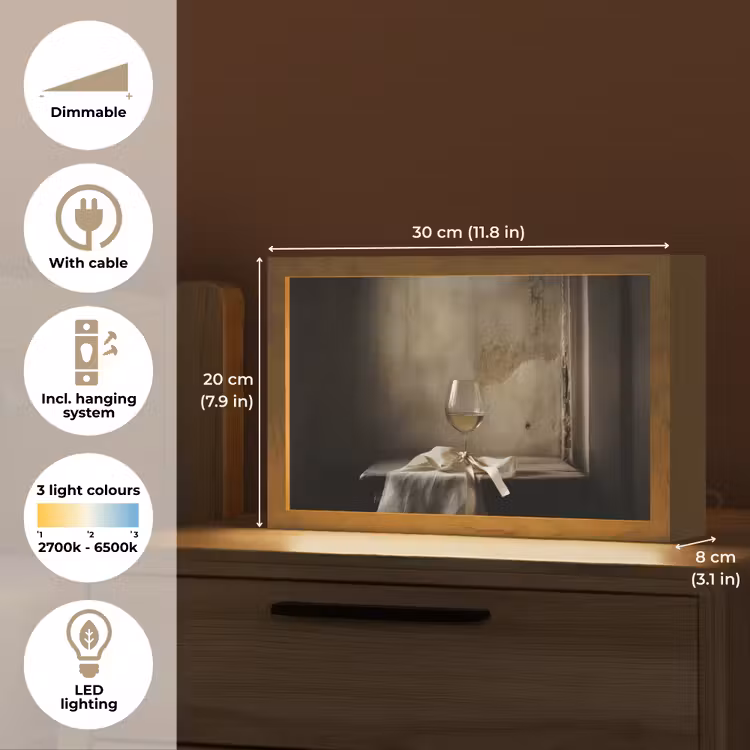 Strik - Beige - Witte - Wijn Light Box met kabel (Tafellamp) klein -USP_EN