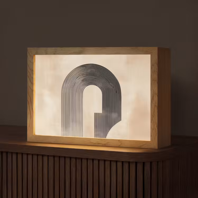 Boog - Strepen - Minimalistisch - Zwart Light Box met kabel (Tafellamp) klein -z3d_website