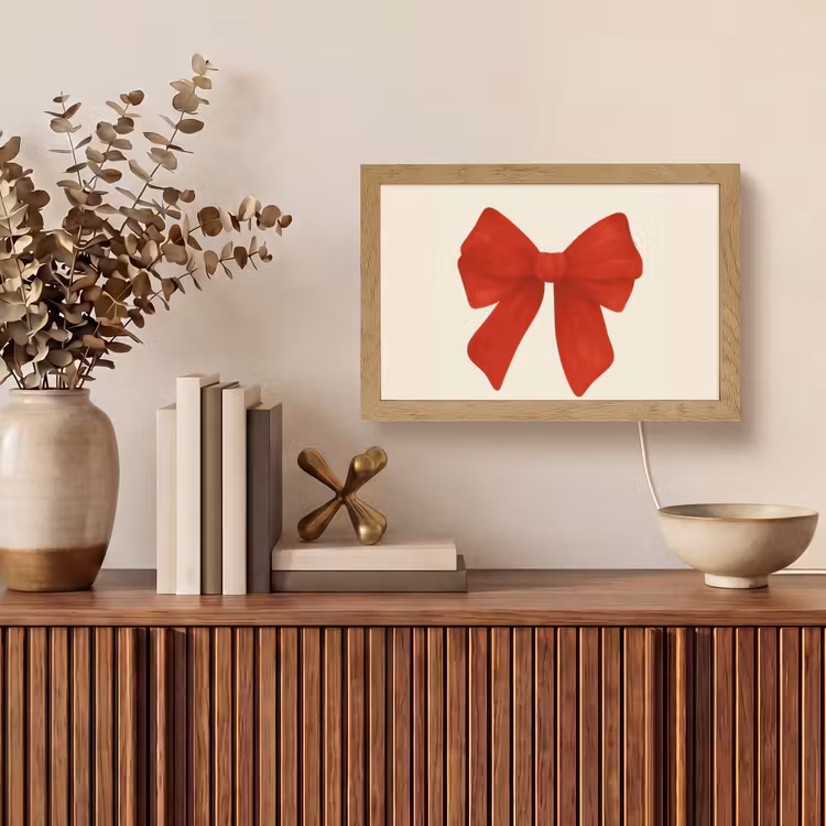 Strik - Symmetrisch - Rood - Lint Light Box met kabel (Tafellamp) klein -sfeer2