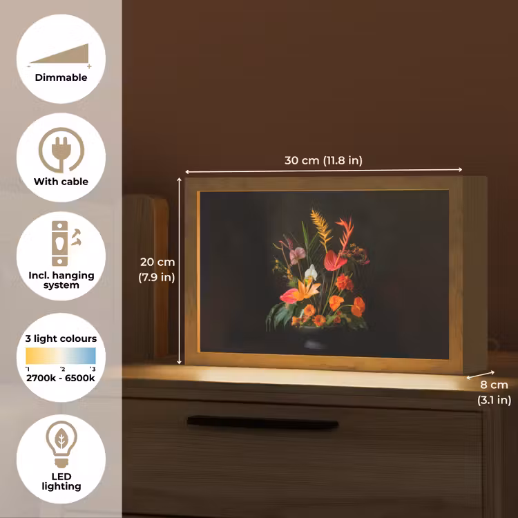 Schaal - Boeket - Bloemen Light Box met kabel (Tafellamp) klein -USP_EN