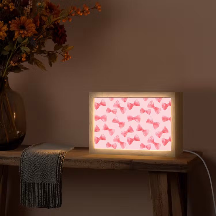 Strikken - Aquarel - Roze Light Box met kabel (Tafellamp) klein 924 -sfeer4