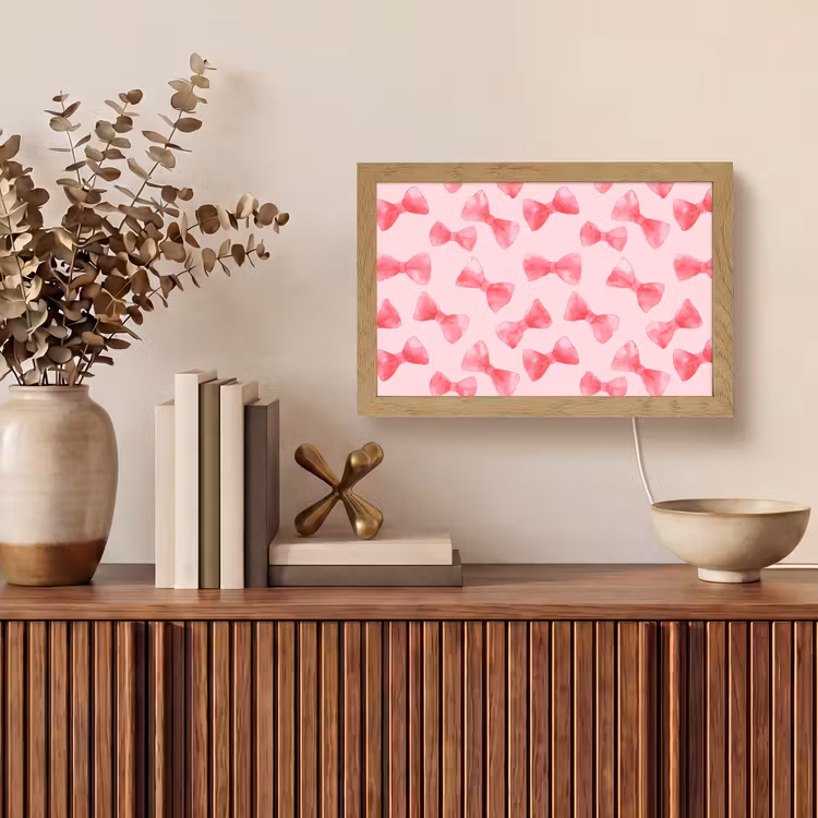 Strikken - Aquarel - Roze Light Box met kabel (Tafellamp) klein 924 -sfeer2