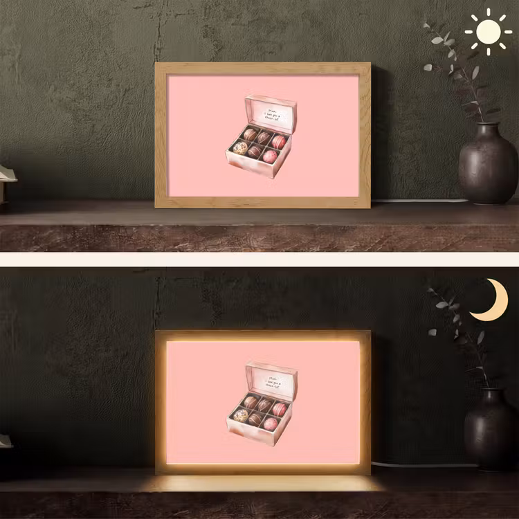 Doosje - Bonbons - Liefdevolle - Tekst Light Box met kabel (Tafellamp) klein -sfeer3