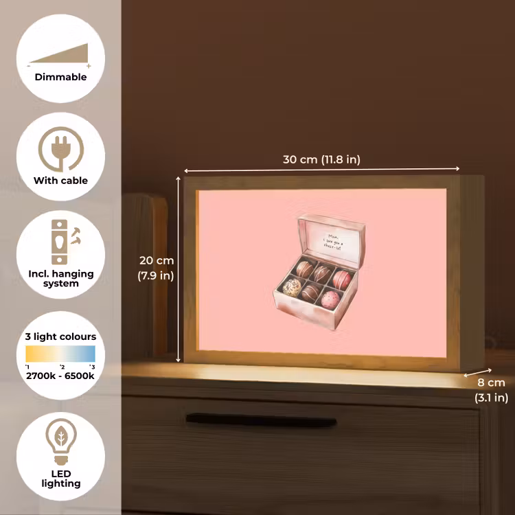 Doosje - Bonbons - Liefdevolle - Tekst Light Box met kabel (Tafellamp) klein -USP_EN
