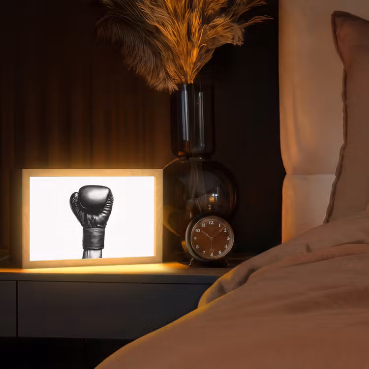 Bokshandschoen - Zwart - Hand Light Box met kabel (Tafellamp) klein -sfeer1