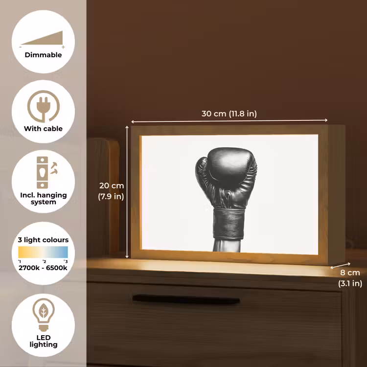 Bokshandschoen - Zwart - Hand Light Box met kabel (Tafellamp) klein -USP_EN
