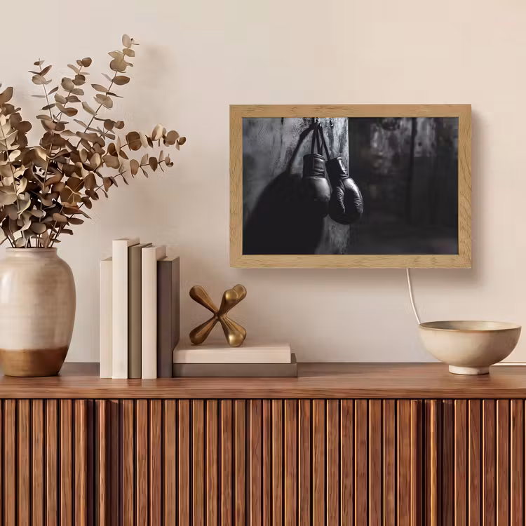 Bokshandschoenen - Muur - Duister - Zwart Light Box met kabel (Tafellamp) klein -sfeer2