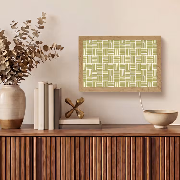 Vlecht - Patroon - Groen Light Box met kabel (Tafellamp) klein 924 -sfeer2