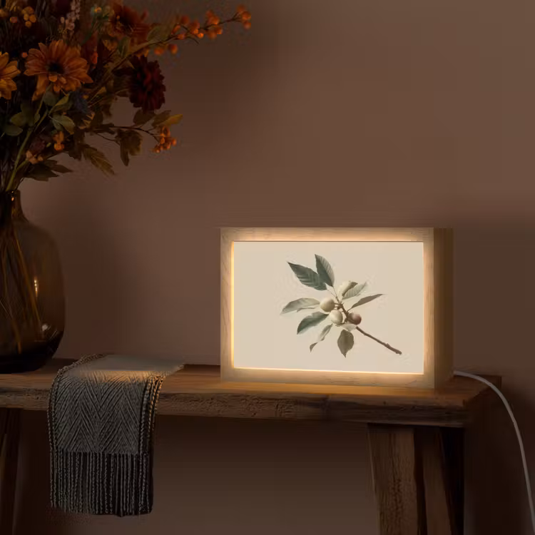 Tak - Groene Bladeren - Vruchten Light Box met kabel (Tafellamp) klein -sfeer4