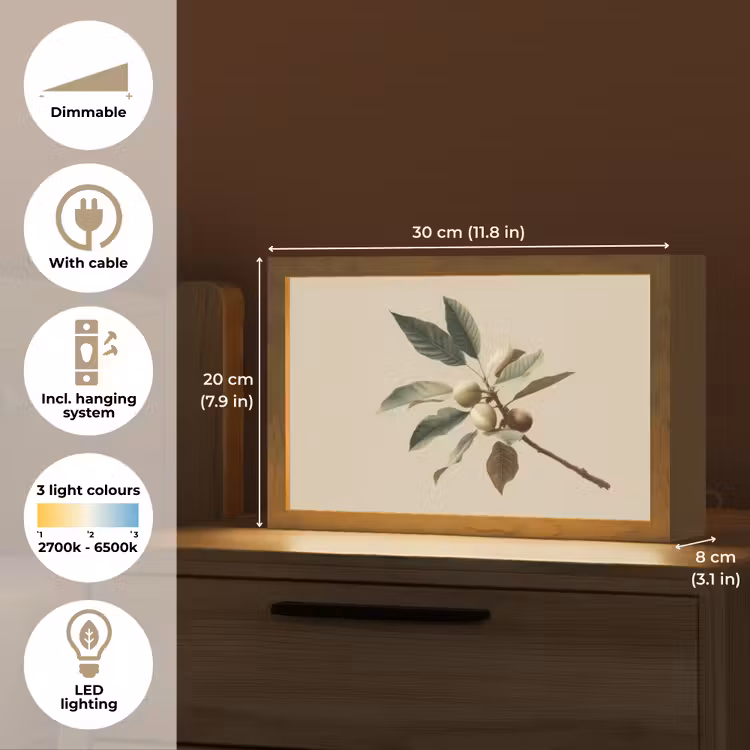 Tak - Groene Bladeren - Vruchten Light Box met kabel (Tafellamp) klein -USP_EN