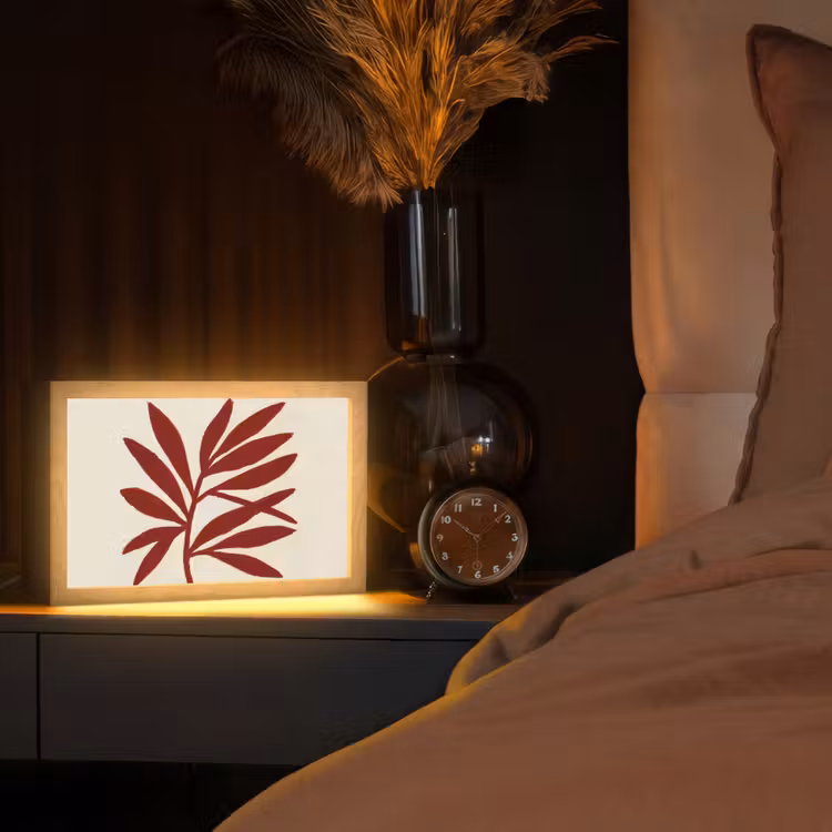 Tak - Bladeren - Rood Light Box met kabel (Tafellamp) klein -sfeer1