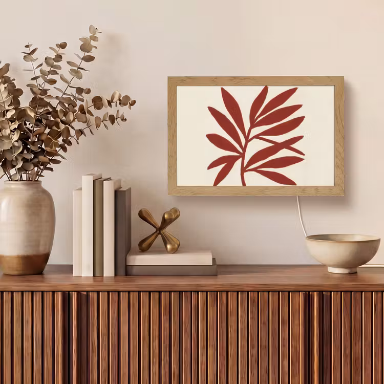 Tak - Bladeren - Rood Light Box met kabel (Tafellamp) klein -sfeer2