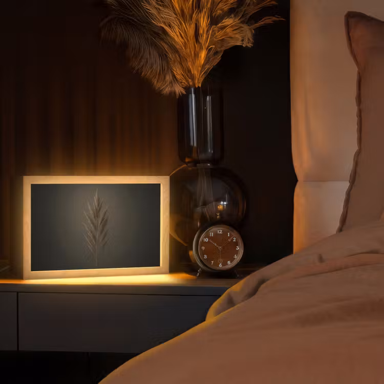 Tak - Pluimgras - Donkerbruin Light Box met kabel (Tafellamp) klein -sfeer1