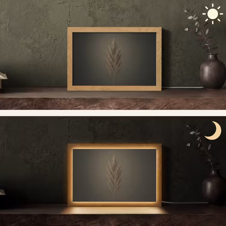 Tak - Pluimgras - Donkerbruin Light Box met kabel (Tafellamp) klein -sfeer3