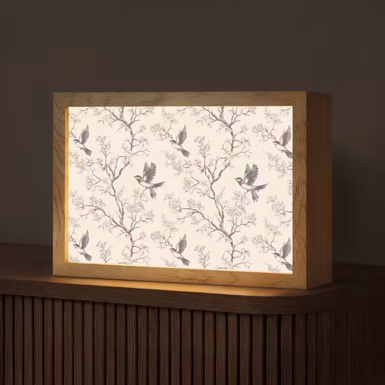 Takken - Vogels - Beige Light Box met kabel (Tafellamp) klein 924 -z3d_website