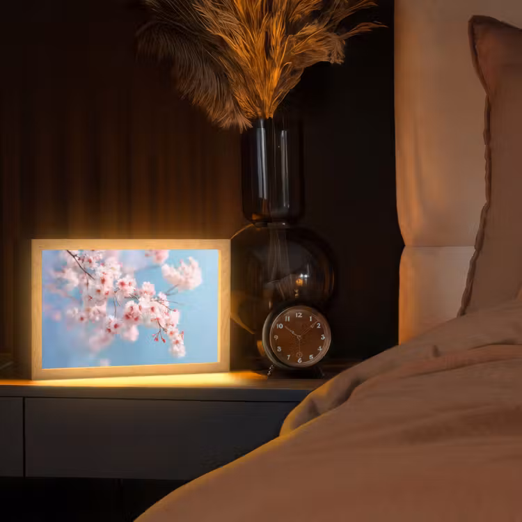 Takken - Bloesems - Roze Light Box met kabel (Tafellamp) klein -sfeer1