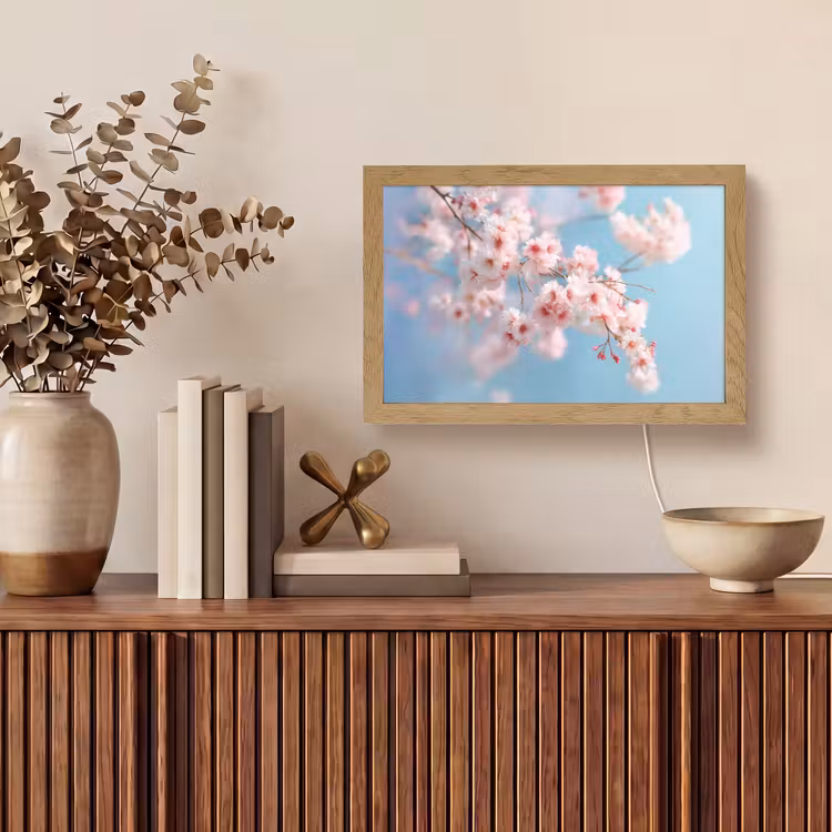 Takken - Bloesems - Roze Light Box met kabel (Tafellamp) klein -sfeer2