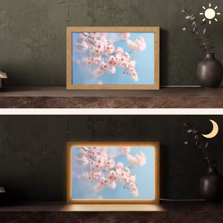 Takken - Bloesems - Roze Light Box met kabel (Tafellamp) klein -sfeer3