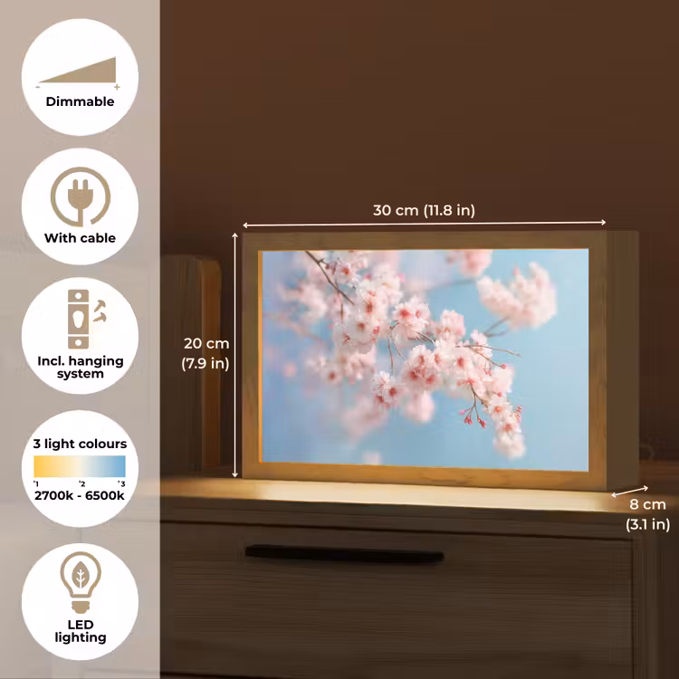 Takken - Bloesems - Roze Light Box met kabel (Tafellamp) klein -USP_EN