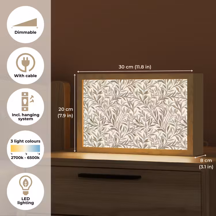 Takken - Botanisch - Taupe Light Box met kabel (Tafellamp) klein 924 -USP_EN
