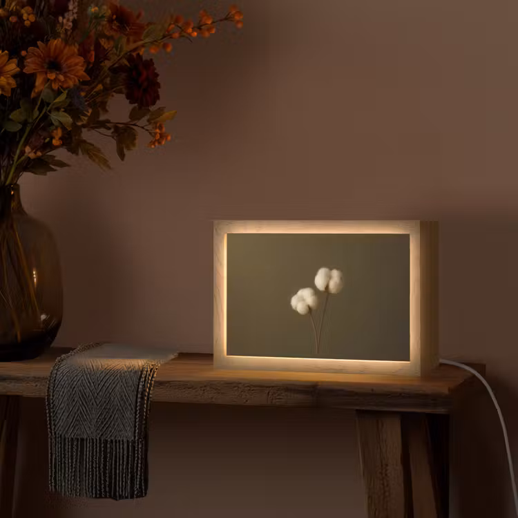 Takken - Katoen - Wit - Bollen Light Box met kabel (Tafellamp) klein -sfeer4