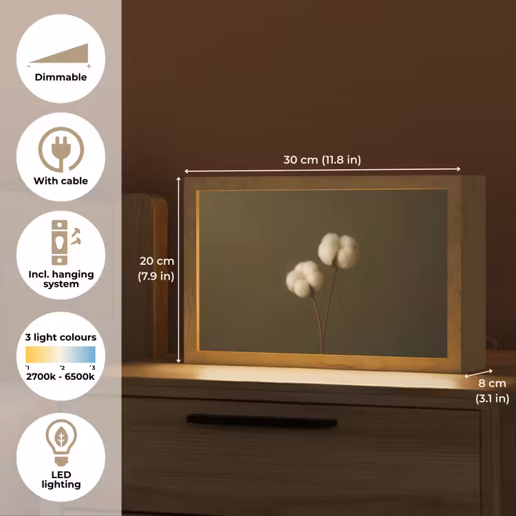 Takken - Katoen - Wit - Bollen Light Box met kabel (Tafellamp) klein -USP_EN
