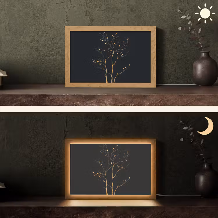Takken - Blaadjes - Zwart Light Box met kabel (Tafellamp) klein -sfeer3
