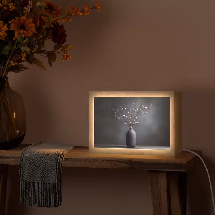 Takken - Vaas - Bolletjes - Wit Light Box met kabel (Tafellamp) klein -sfeer4