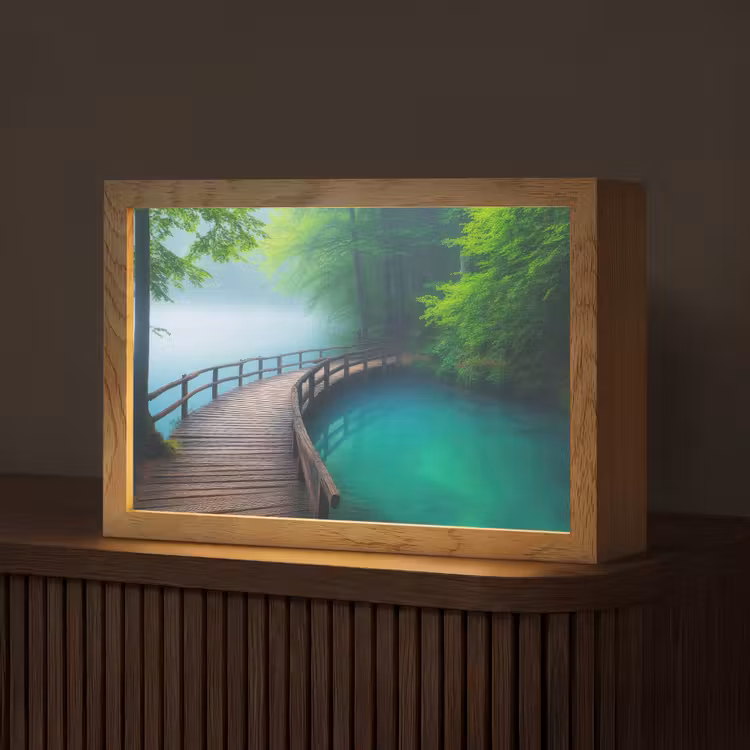 Brug - Water - Rivier - Bos Light Box met kabel (Tafellamp) klein -z3d_website